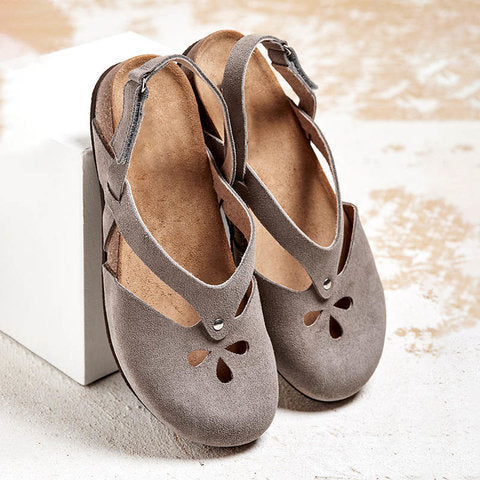 123💕【35-43】2024 sapatos casuais de couro genuíno de alta qualidade com bico redondo e salto baixo