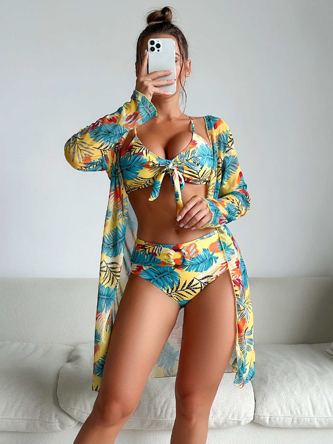 ✨【Reducere 50%】【S-XL】👙 Costum de baie din trei piese nou la modă, potrivit pentru vacanță, mai multe culori disponibile