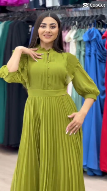 👗🍀【S-5XL】Nou 2025 primăvară-vară: Rochie plisată din șifon cu design elegant — moale și confortabilă de purtat