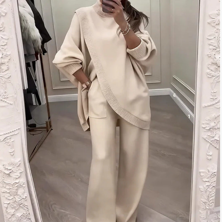 🔥 49% popusta【S-5XL】Ženski dvodijelni set - asimetrični pulover + hlače širokih nogavica, široki kroj, mekana tkanina, izuzetno udobne👚 Besplatna dostava✨