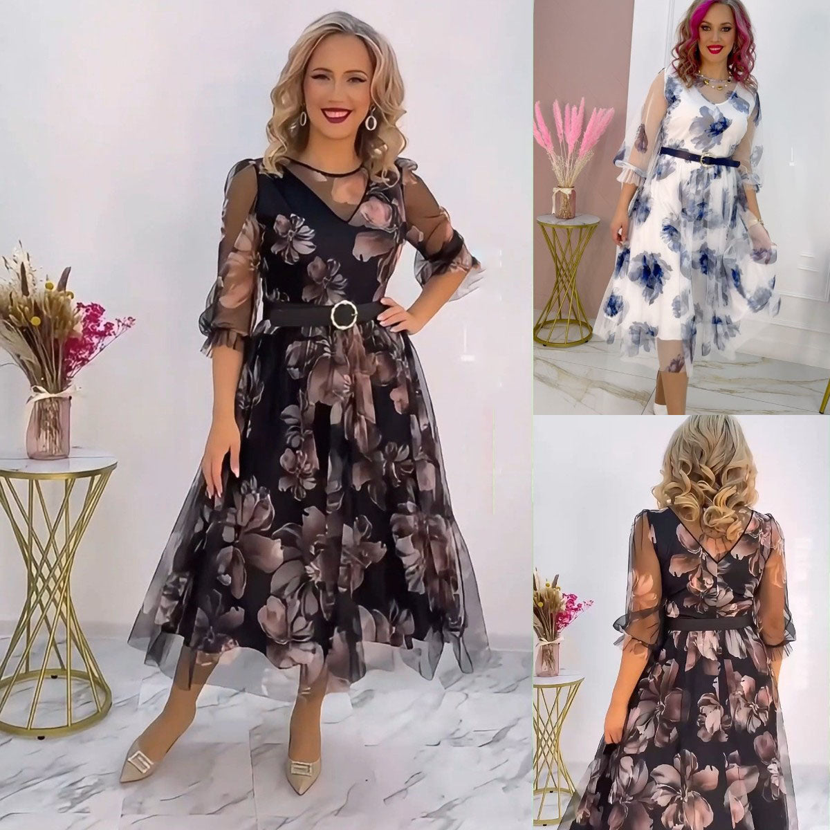 🌸💥【S-5XL】👗Rochie nouă de vară elegantă cu imprimeu moale șifon, potrivită pentru purtarea zilnică
