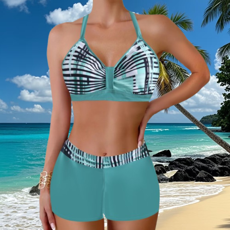 🏖️👙【Ofertă mare】🌴【S-5XL】Set de costume de baie imprimat vacanță pe plajă 2025