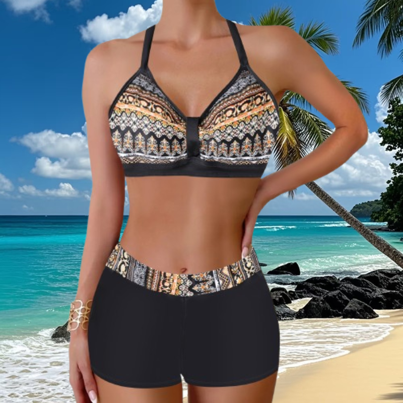 🏖️👙【Ofertă mare】🌴【S-5XL】Set de costume de baie imprimat vacanță pe plajă 2025