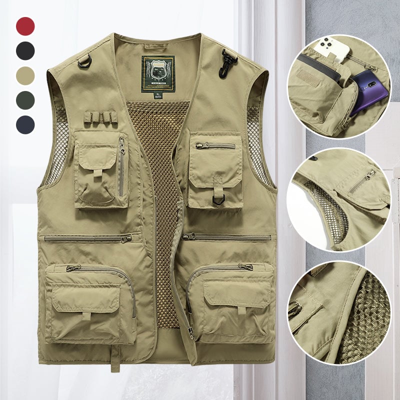 💥💥【Reducere limitată de 80%】【S-5XL】Vestă cu mai multe buzunare pentru îmbrăcăminte de lucru în aer liber de vară