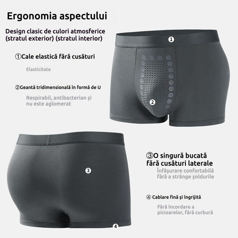 🩲✨【Set 3 bucăți】Boxeri bărbați cu efect magnetic în zona intimă|Respirabili și antibacterieni|Croială fără cusături laterale