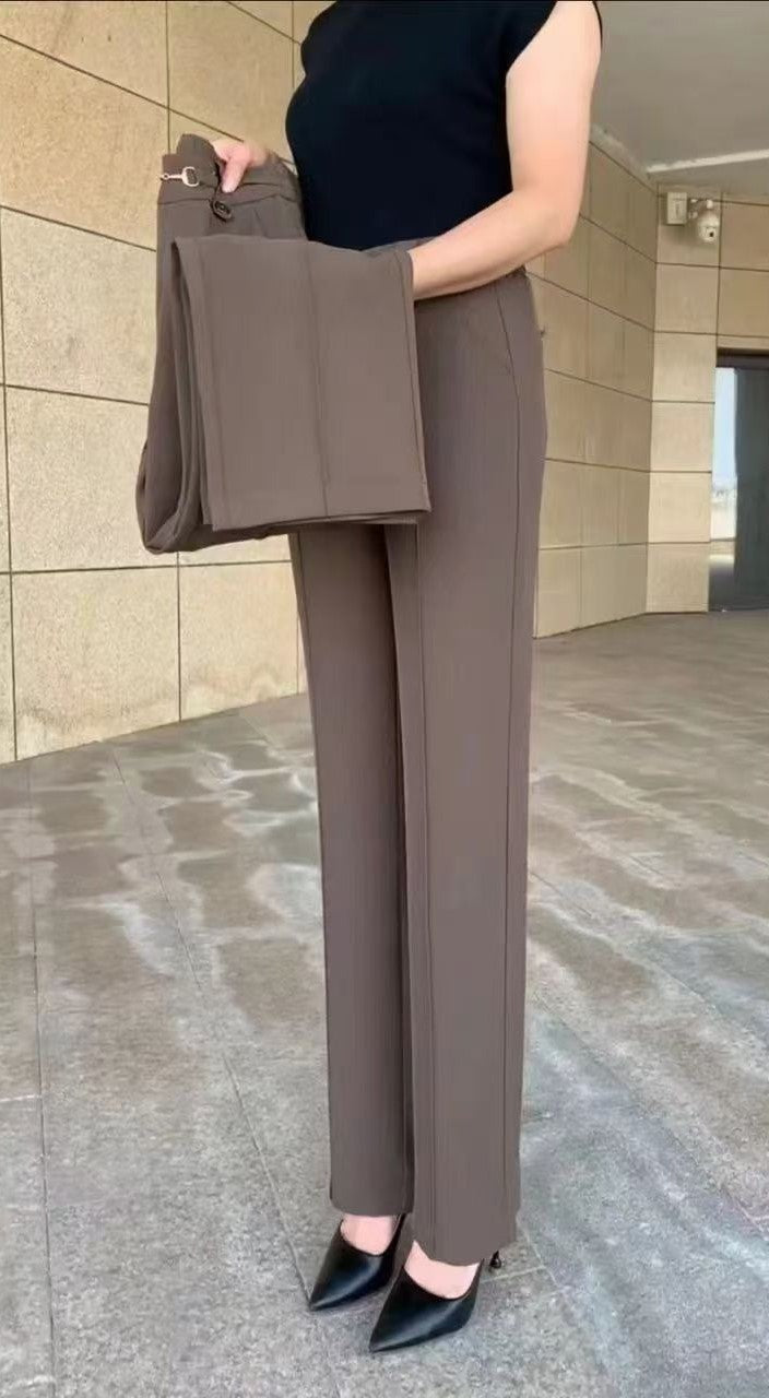 🔥【M-4XL】👖🎁Nové vysoko kvalitné rovné nohavice, letné vonkajšie voľnočasové nohavice, jednoduché úzke nohavice s vysokým pásom