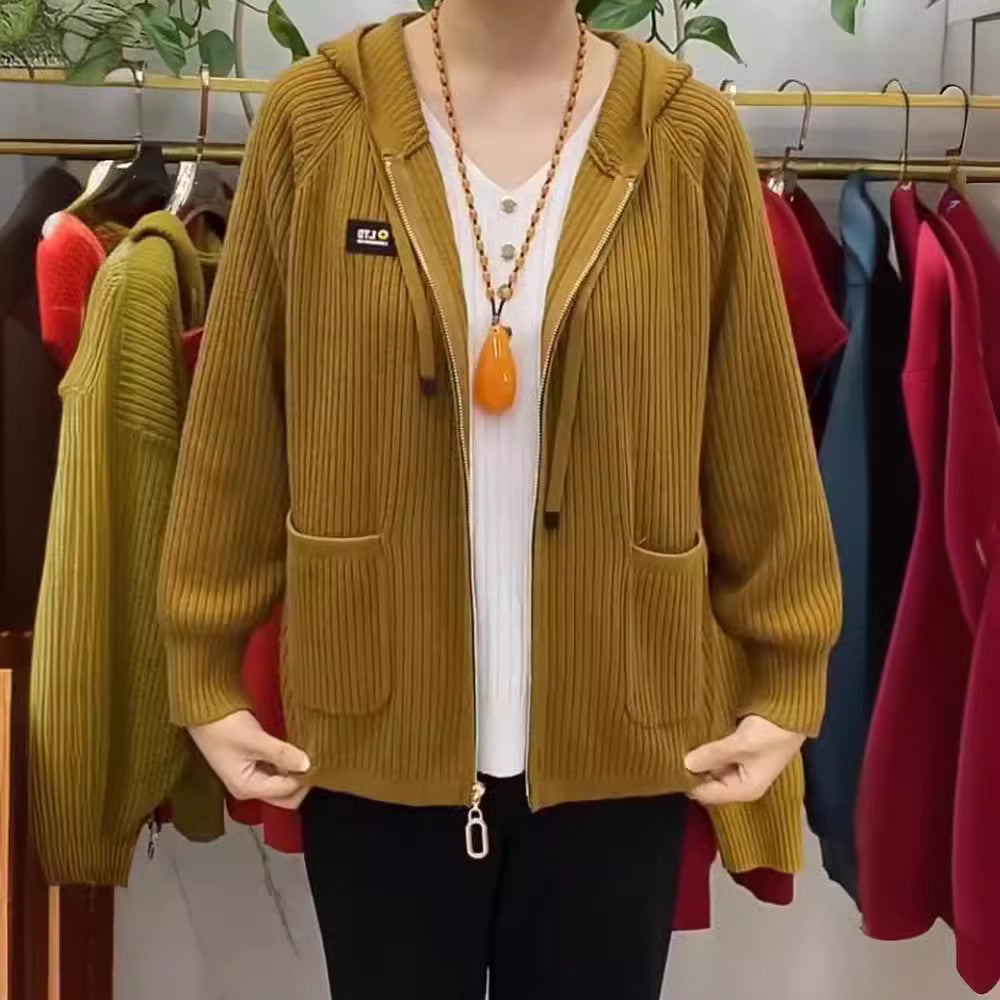 💓💓【45% OFF】【45-80 kg】2025 New Vertical Stripe Hooded cu glugă Monogrammed Zip Top