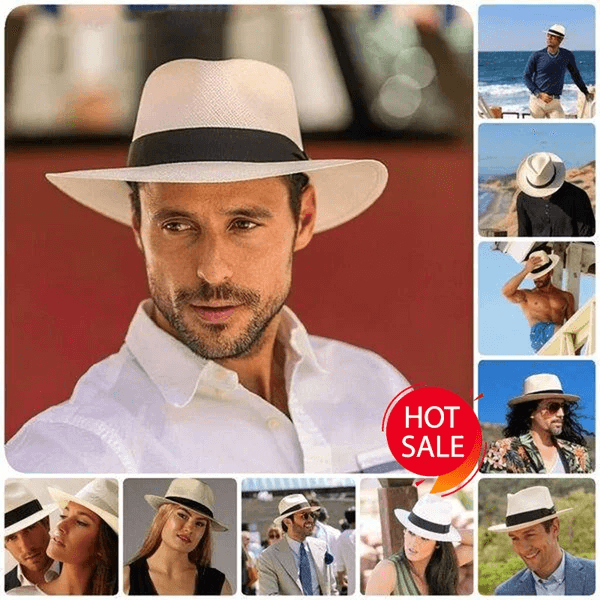 🌿 Oferta especial 【56-58 cm】Sombrero artesanal de palma de Ecuador
