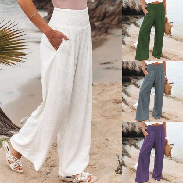 🥰👖【Reducere de 50%】2025 noua moda vara pentru femei pantaloni casual din bumbac pantaloni largi pantaloni drepti pantaloni casual