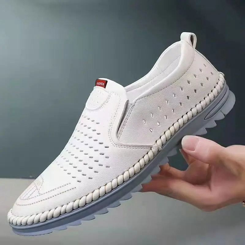 2026 Zapatos casuales de cuero genuino hechos a mano para exteriores para hombres