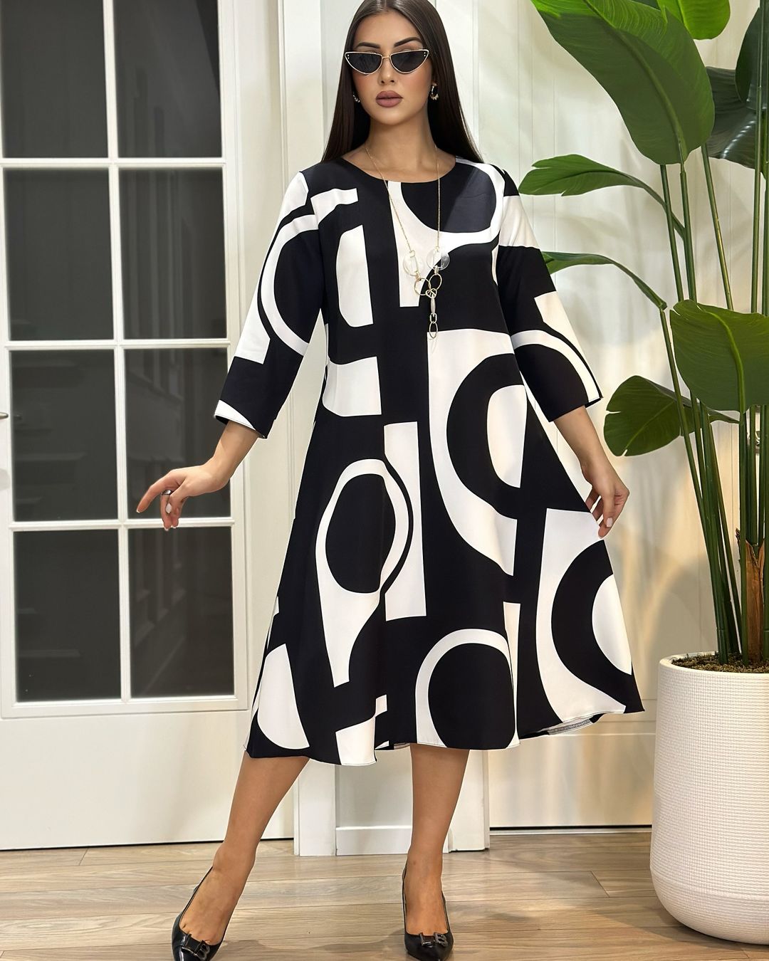 【Reducere 50%】【S-5XL】👗Rochie nouă, elegantă, cu linie geometrică, confortabilă și la modă, reducere de vară