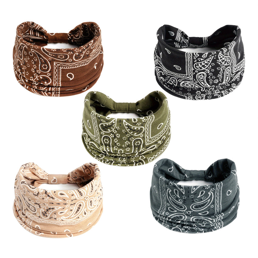 🔥 【Compra 2 y obten 2 gratis】 Diadema anudada Boho Paisley para mujer - Diadema elástica ancha para yoga, correr y deportes - Accesorios para el cabello elegantes