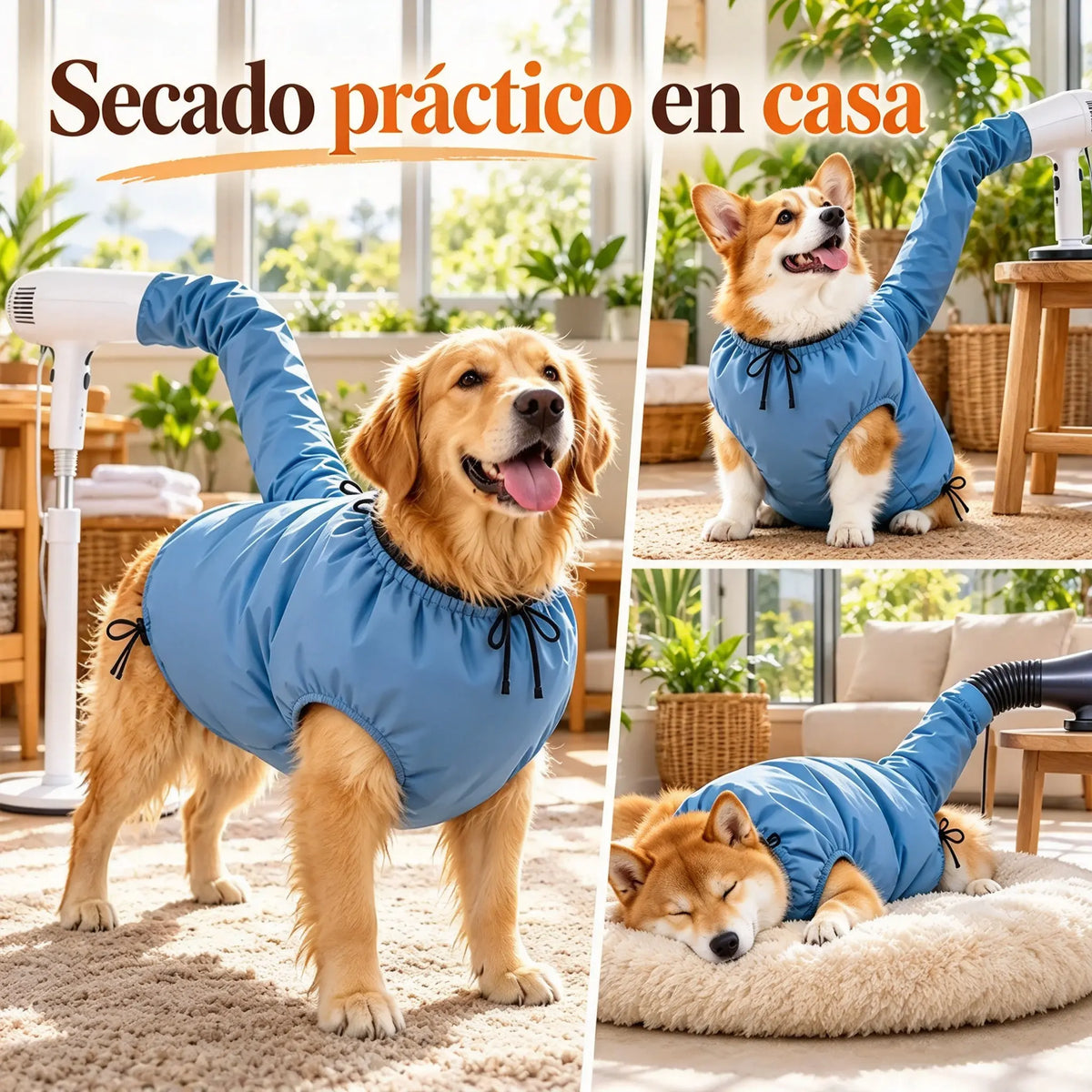 🐕 Bolsa portátil de secado rápido para perros y gatos ⚡ · Circulación de aire caliente a 360° · Sin pelos sueltos · Tallas S–XL 🌟!