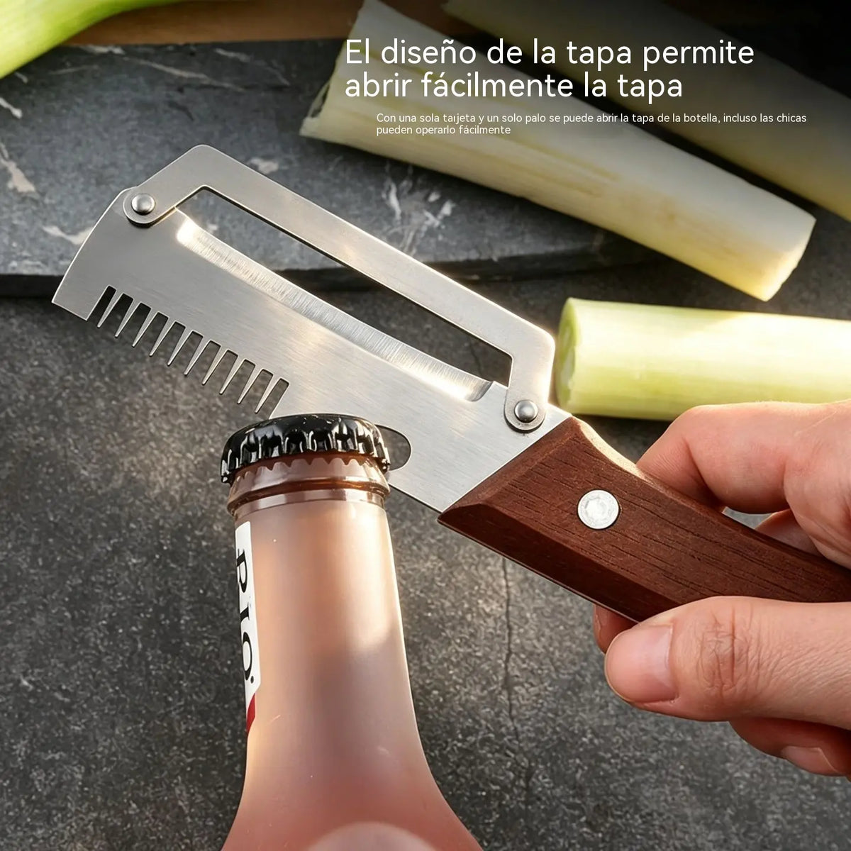 🔥Compre 1 y obtenga 1 gratis(2 piezas)🧅🔪 Pelador de cocina multifuncional 3 en 1: ¡Pela, corta y abre botellas! 🔥