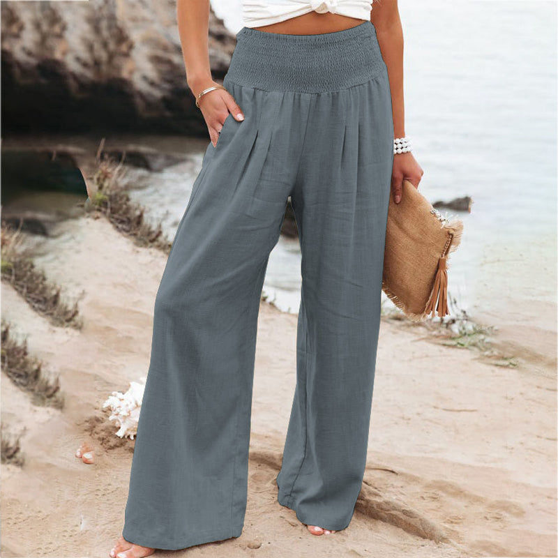 🥰👖【Reducere de 50%】2025 noua moda vara pentru femei pantaloni casual din bumbac pantaloni largi pantaloni drepti pantaloni casual