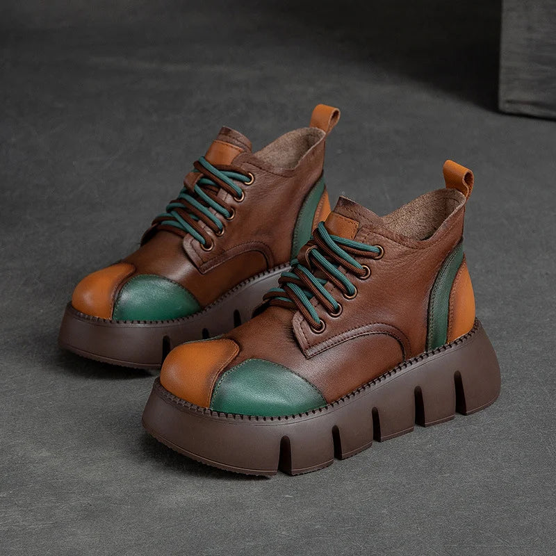 🔥👞【35-40】 2024 noi pantofi din piele de culoare contrastantă cu temperament retro pentru femei de toamnă și iarnă-3795327