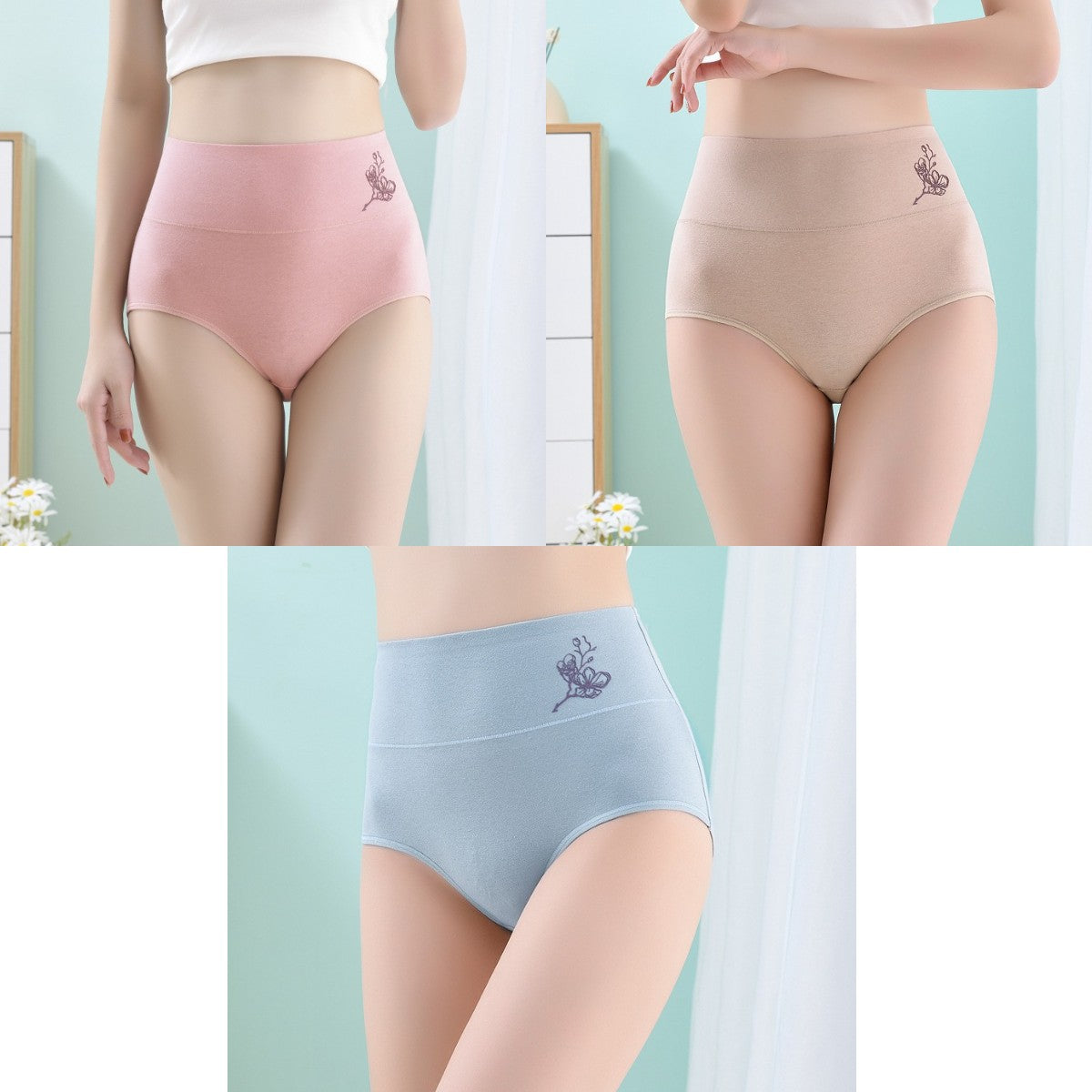 💖Último día 50% de descuento- 【Compra 3 y llévate 3 gratis】Braguitas de algodón puro de cintura alta y realce de cadera, tallas grandes (40-100 kg)