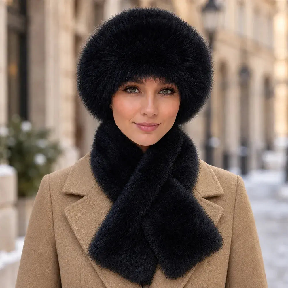 🔥 【Oferta especial】 Conjunto de invierno (bufanda y gorro de felpa): grueso, cálido y cortavientos