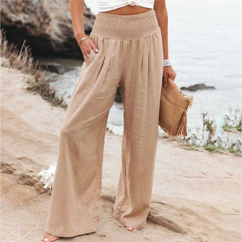 🥰👖【Reducere de 50%】2025 noua moda vara pentru femei pantaloni casual din bumbac pantaloni largi pantaloni drepti pantaloni casual