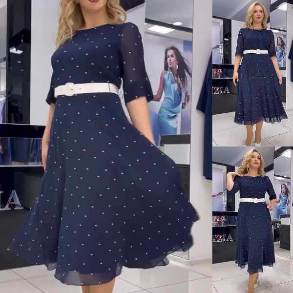 ✨🔥【Stoc limitat】【S-5XL】❤️2025 Noua rochie casual cu buline la moda eleganta de inalta calitate, curea gratuita