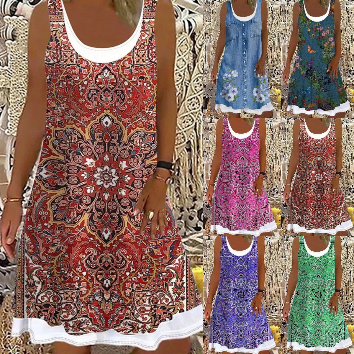 👗【50% reducere】💖【S-5XL】2025 rochii casual la modă pentru femei, imprimate, potrivite pentru toate ocaziile