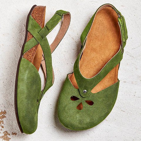 123💕【35-43】2024 sapatos casuais de couro genuíno de alta qualidade com bico redondo e salto baixo
