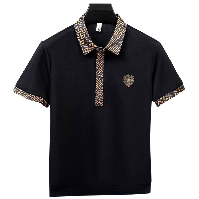 【🔥50% de descuento】👕♂️ 【M-5XL】Elegante polo de solapa para hombre, negro clásico, bordado exquisito, moderno y elegante.