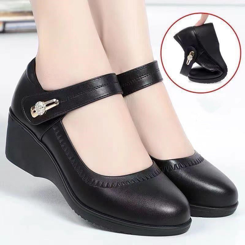 🏆50% OFF👡【35-41】Piele moale talpă moale toc pană anti-alunecare pantofi din piele pentru mamă