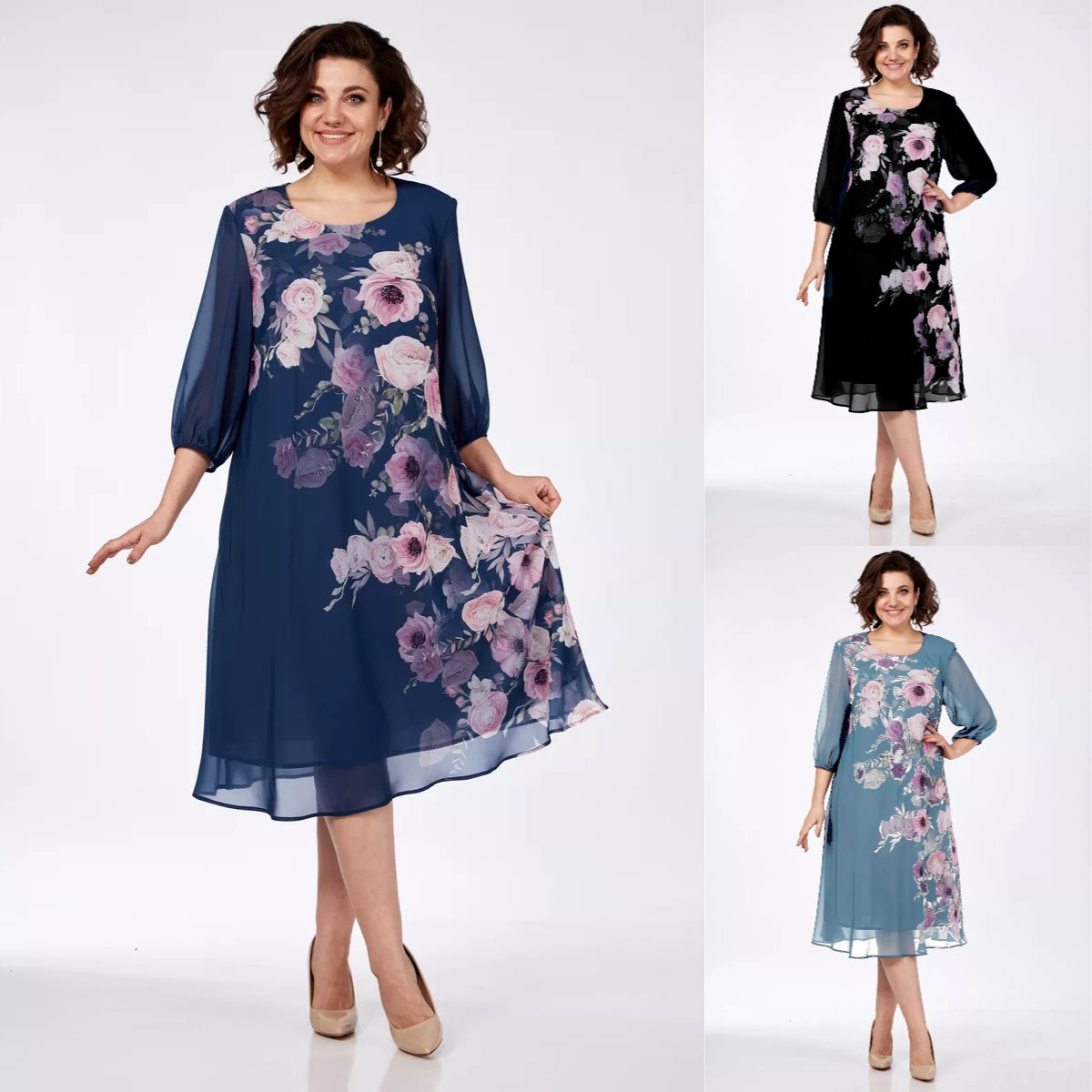 🌸 49% reducere 💥💕【S-5XL】2025 Rochie eleganta de primavara din sifon cu imprimeu floral🌷