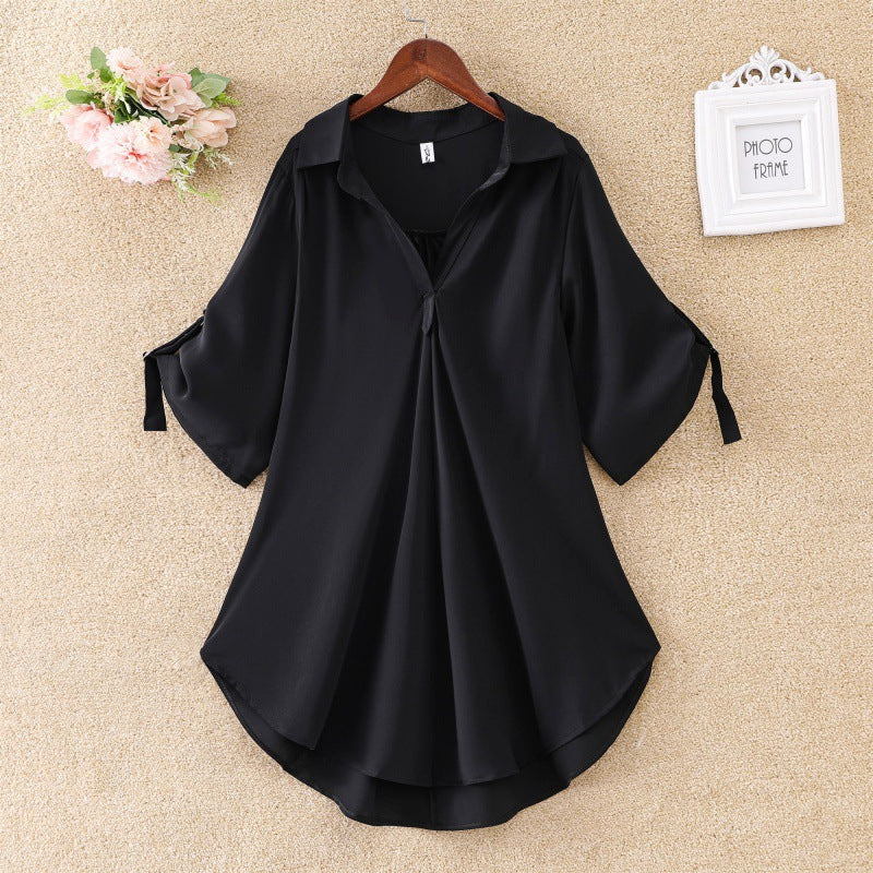 ✨💗【Stoc limitat🔥】【S-3XL】 2025, la modă nouă, elegantă, cămașă lejeră, casual, din șifon, de culoare uni