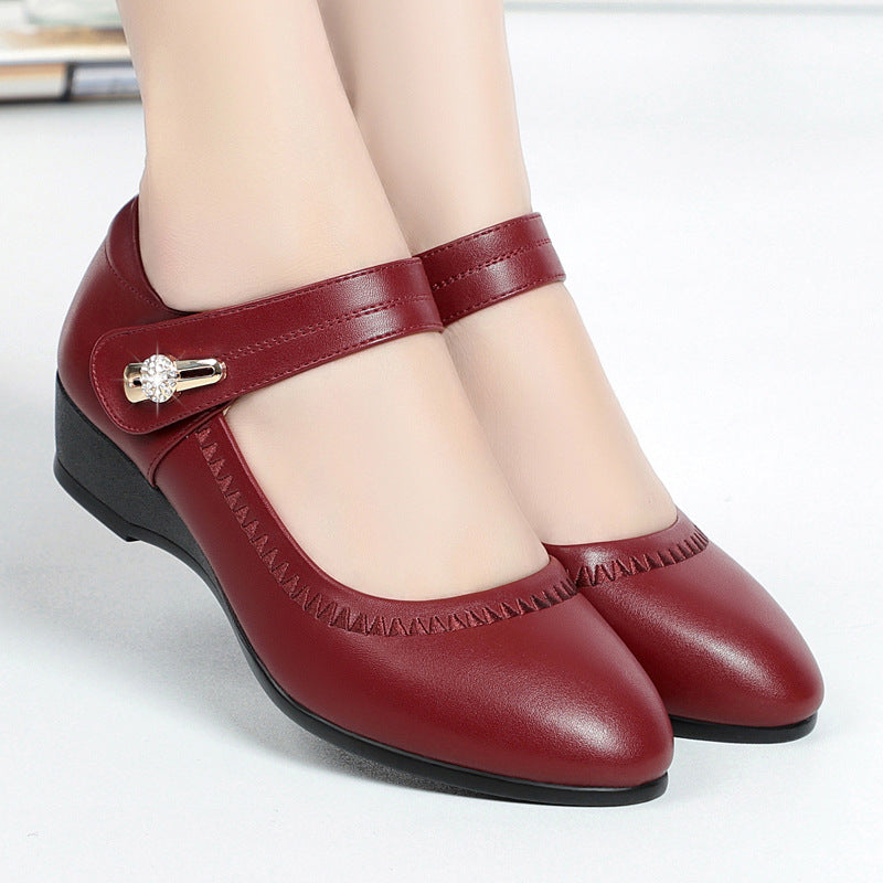 🏆50% OFF👡【35-41】Piele moale talpă moale toc pană anti-alunecare pantofi din piele pentru mamă