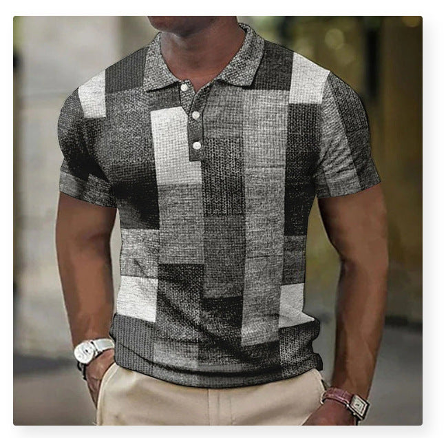 💥👕【50% de descuento】🛒【S-5XL】Camisa POLO con estampado geométrico casual para hombre 2025, moderna y cómoda, con forma