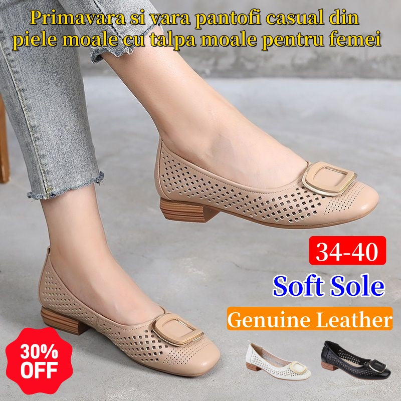 🔥🎉【Stoc limitat】Vera 2025, Sandale de damă din piele nudă, ✅Talpă moale✅Confortabile și la modă