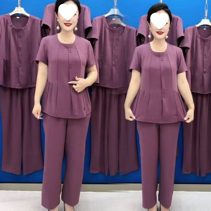 😍🌹【Top + nohavice】 (M–4XL) Každodenný a pohodlný set, tvarujúci a štýlový, vo veľkých veľkostiach, moderný.