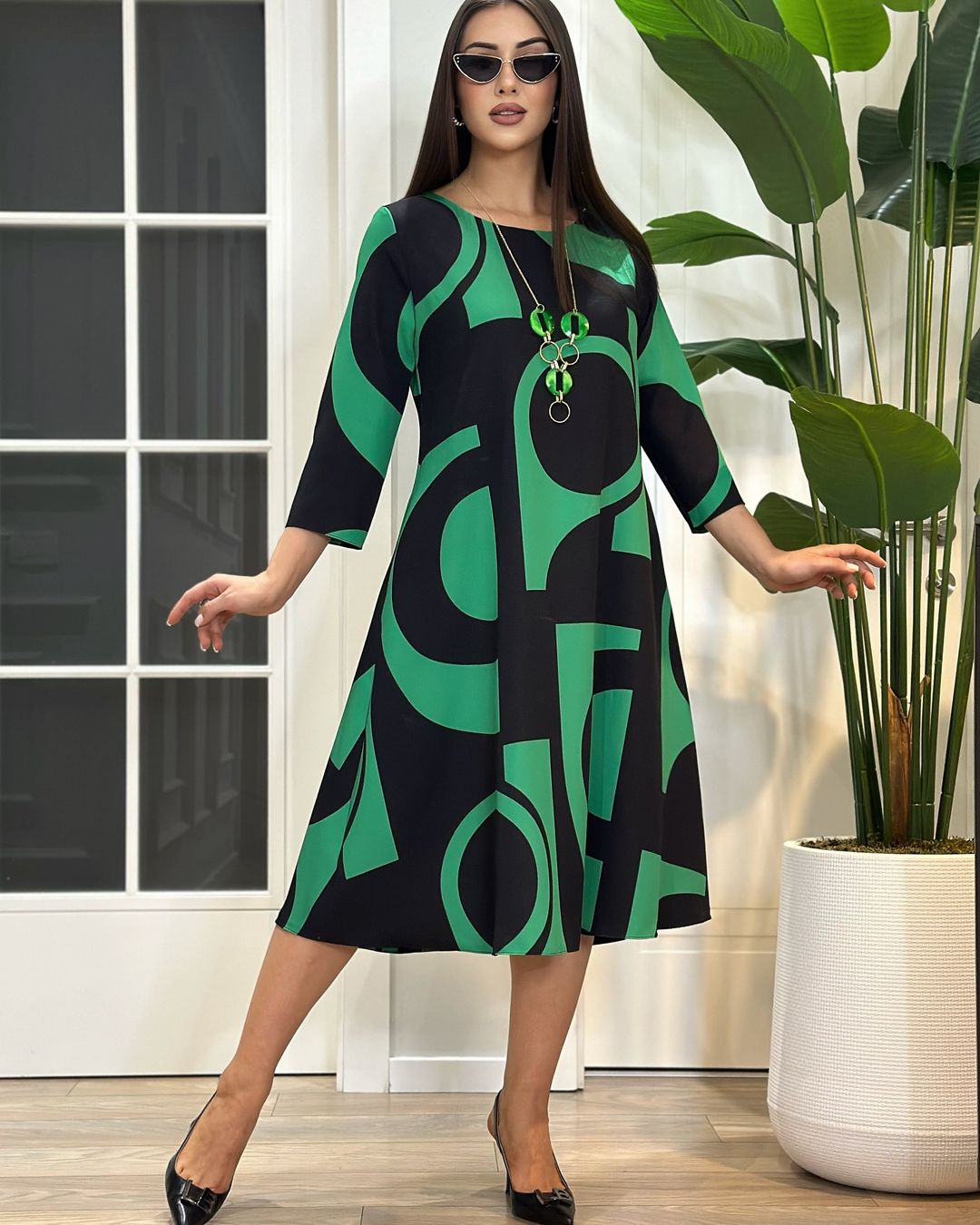 【Reducere 50%】【S-5XL】👗Rochie nouă, elegantă, cu linie geometrică, confortabilă și la modă, reducere de vară