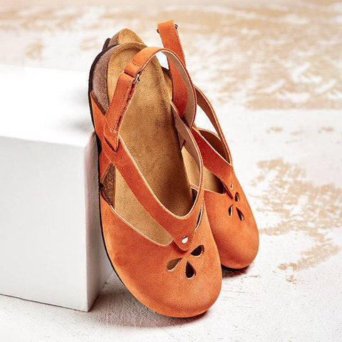 123💕【35-43】2024 sapatos casuais de couro genuíno de alta qualidade com bico redondo e salto baixo