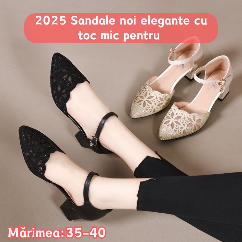 💞👡【Reducere 50%】【35-40】Sandale cu toc jos, la modă, în stil nou 2025, confortabile și care nu obosesc la mers