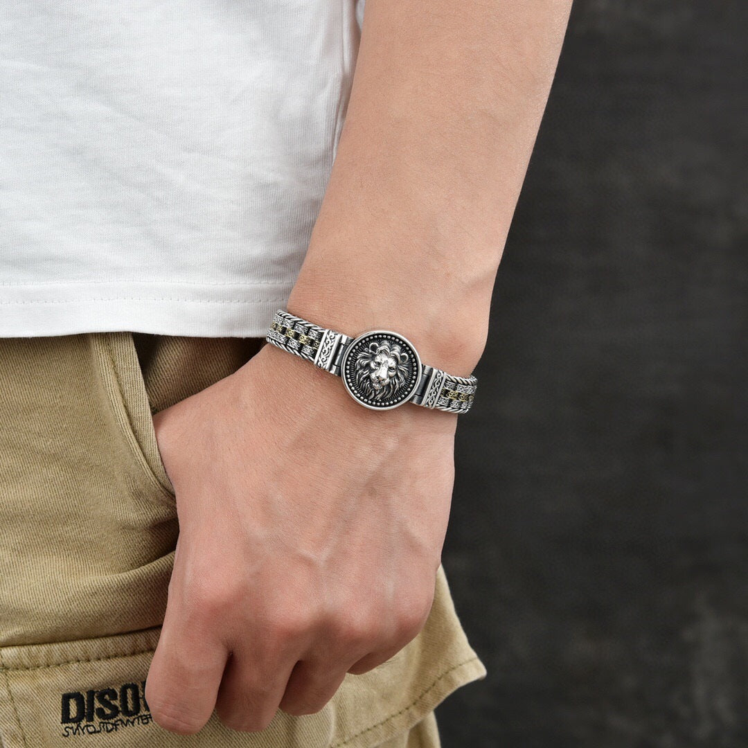 🔥【50% OFF】🎁Brățară de argint S925 pentru bărbați, cu mărgele răsucitoare