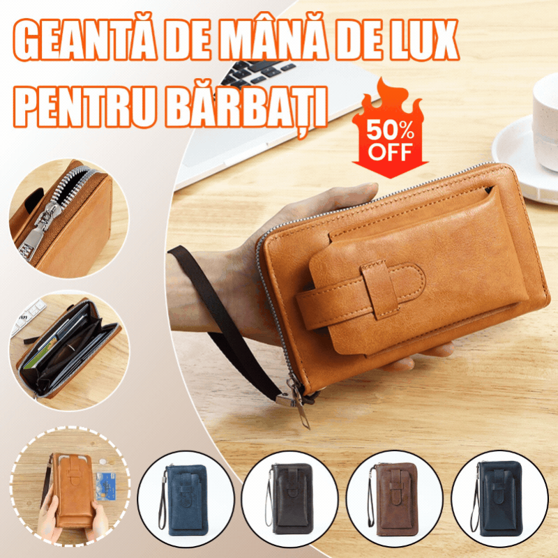 💼【Ofertă limitată în timp】Portofel bărbătesc multifuncțional, realizat manual, din piele naturală