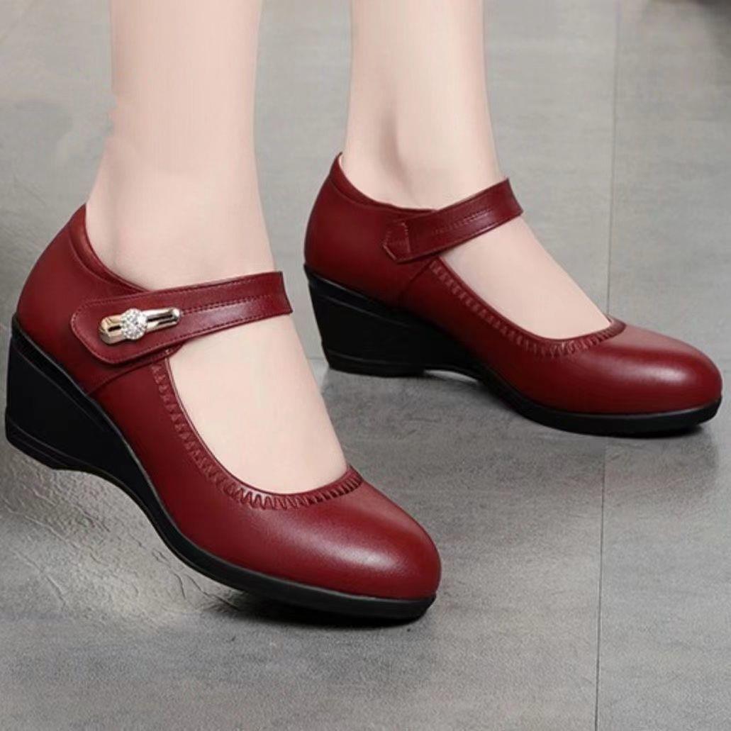 🏆50% OFF👡【35-41】Piele moale talpă moale toc pană anti-alunecare pantofi din piele pentru mamă