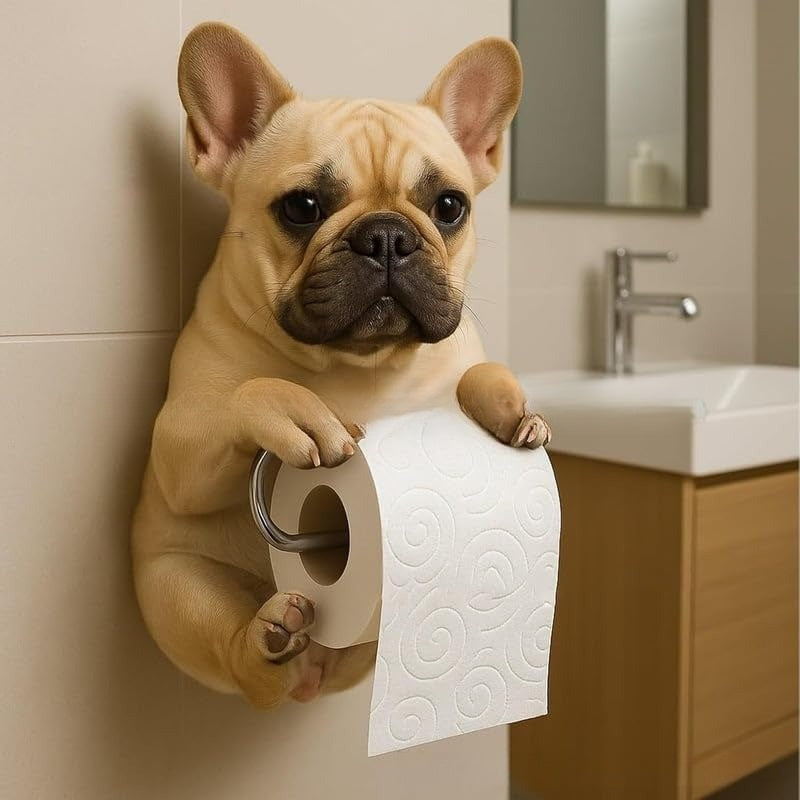 😍【Ofertă limitată în timp】🐕Suport drăguț pentru hârtie igienică în formă de cățeluș - practic și frumos!