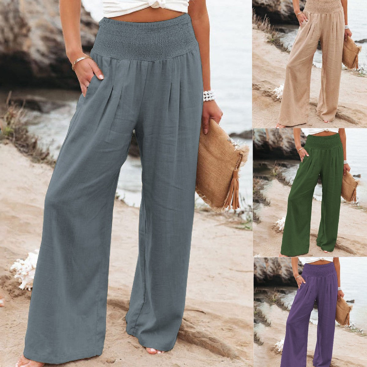 🥰👖【Reducere de 50%】2025 noua moda vara pentru femei pantaloni casual din bumbac pantaloni largi pantaloni drepti pantaloni casual