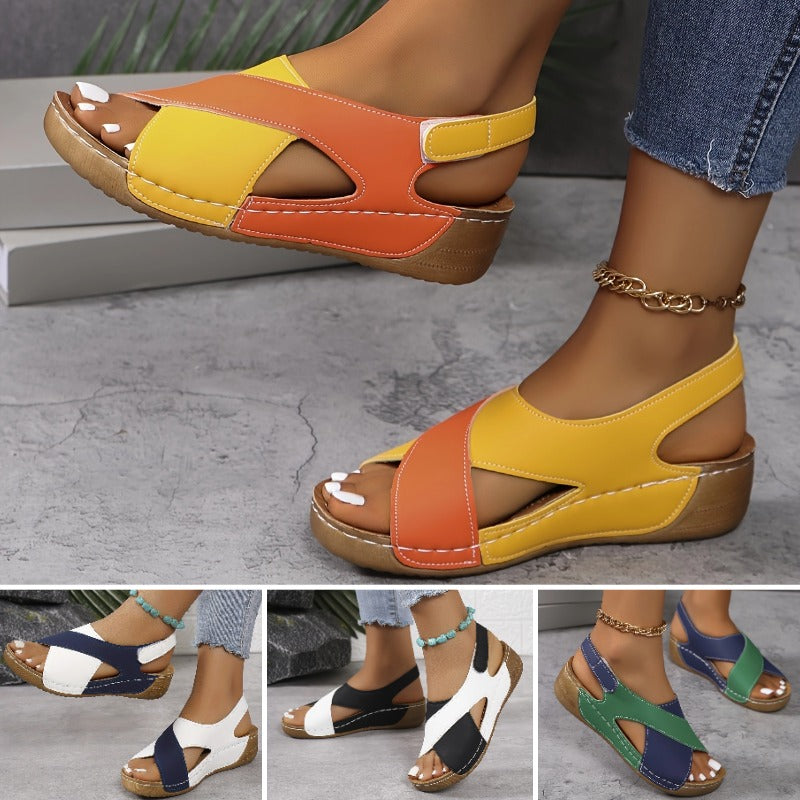 💞✨【36-43】Nouă sandale plate pentru femei de culoare contrastantă, confortabile, casual și versatile