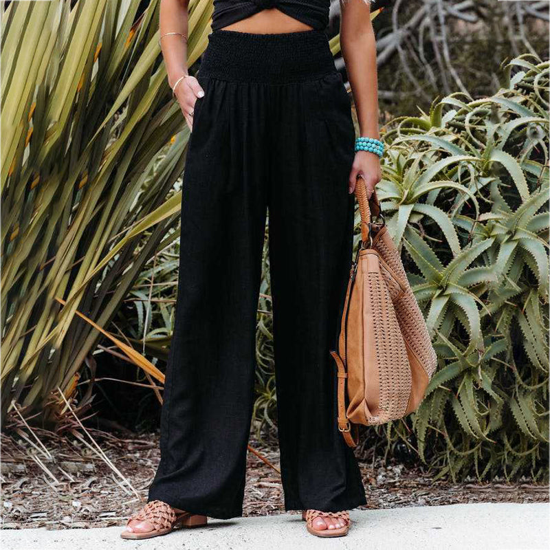 🥰👖【Reducere de 50%】2025 noua moda vara pentru femei pantaloni casual din bumbac pantaloni largi pantaloni drepti pantaloni casual