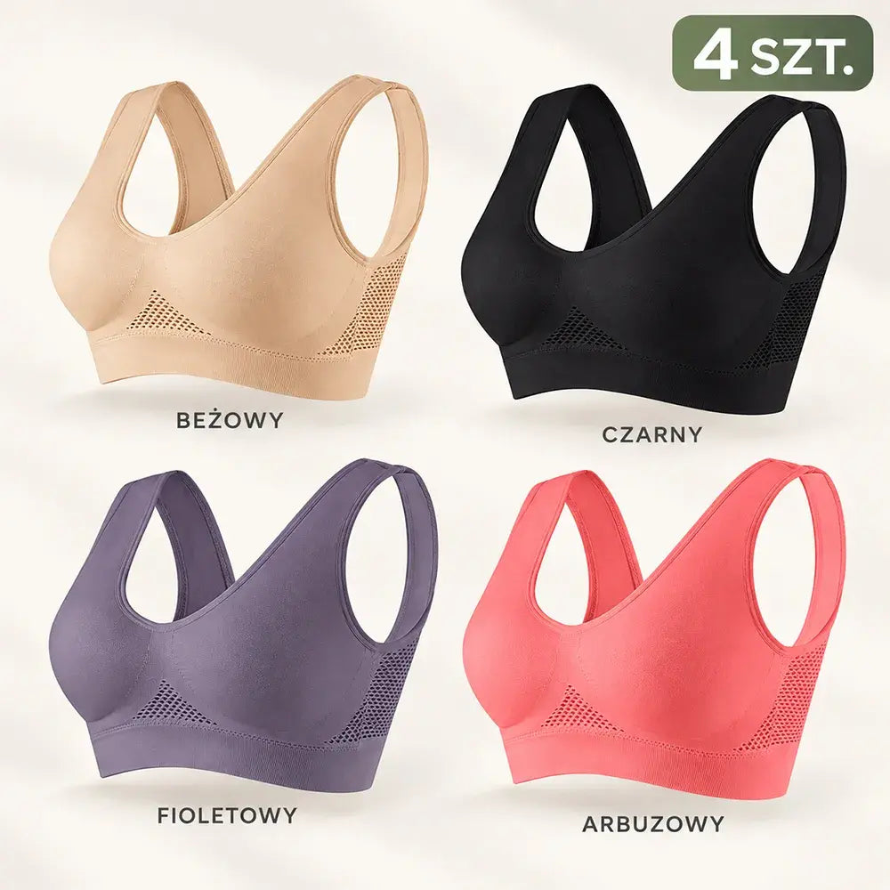🥰【Zestaw 4-częściowy】Oddychający i stylowy biustonosz sportowy ❤️【40–120 kg】