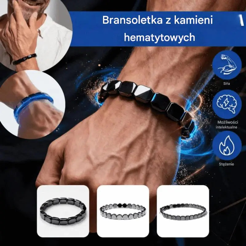 【Kup 1, a 1 dostaniesz gratis】🔥💪 Bransoletka z hematytu i kamienia onyksu|Odzyskaj energię · Wzmocnij koncentrację · Wybór dżentelmena