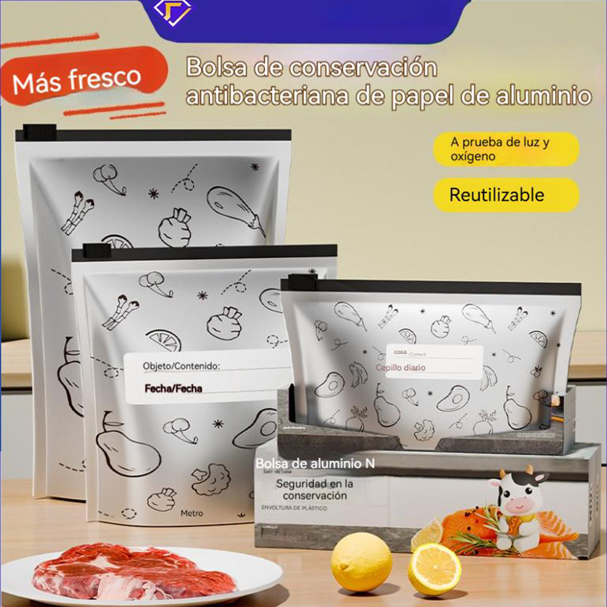 🔥🔥Un total de 30 bolsas de papel de aluminio antibacterianas, súper fáciles de usar, para conservar la frescura.