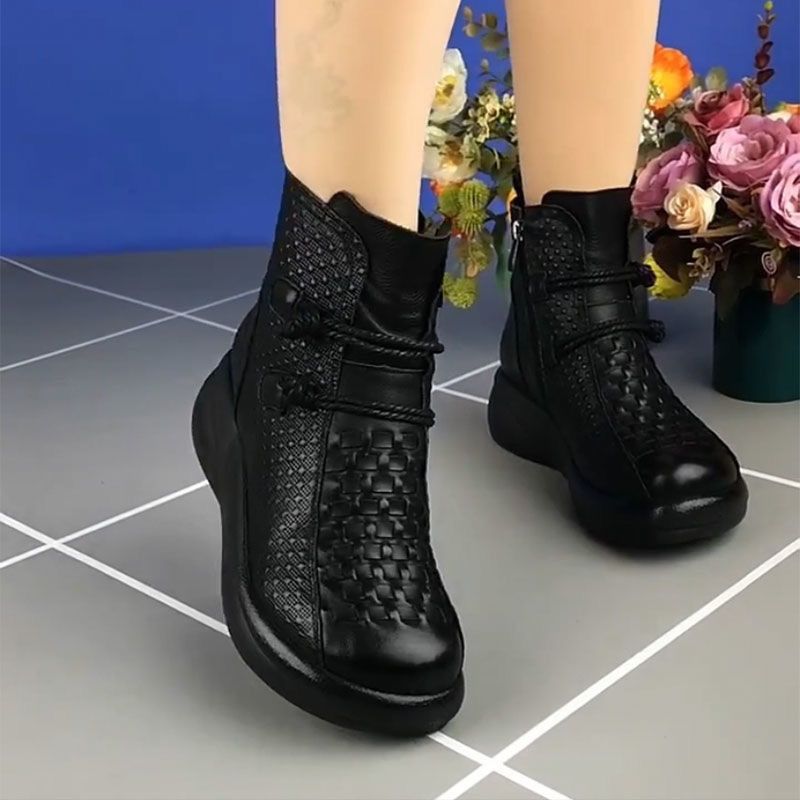 💥💥😍50% zniżki!【35-40】Te stylowe i ciepłe damskie skórzane buty idealnie sprawdzą się zimą. Wykonane są z wysokiej jakości skóry i zapinane na boczny zamek błyskawiczny.