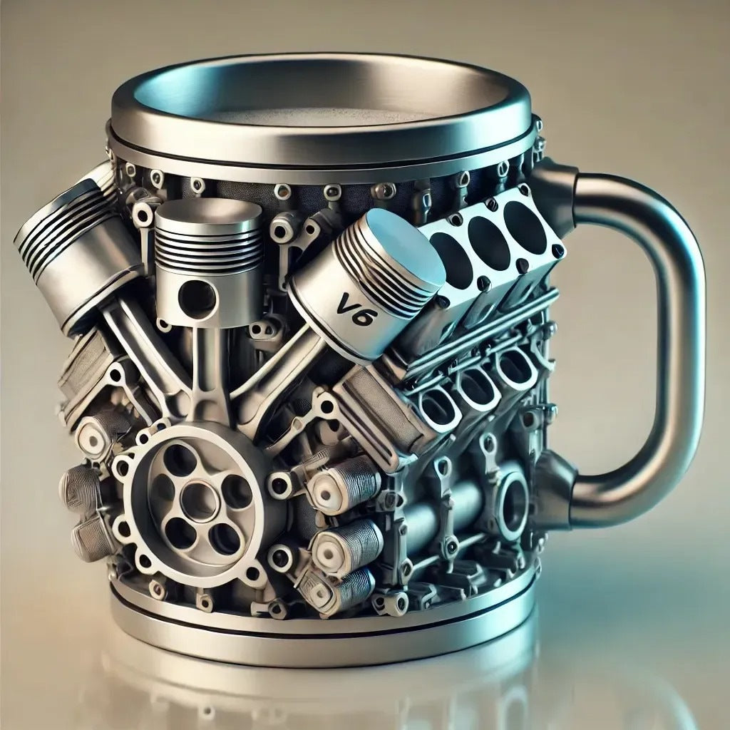 🎁【Reducere 50%】☕Ceașcă de cafea din oțel inoxidabil Creative Engine V6V8