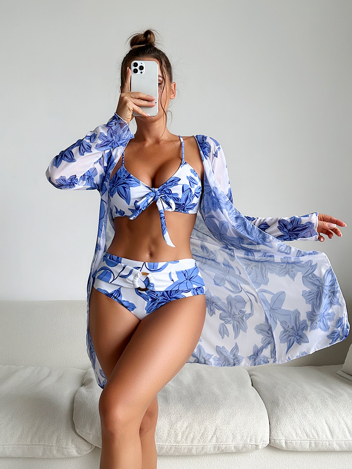 ✨【Reducere 50%】【S-XL】👙 Costum de baie din trei piese nou la modă, potrivit pentru vacanță, mai multe culori disponibile